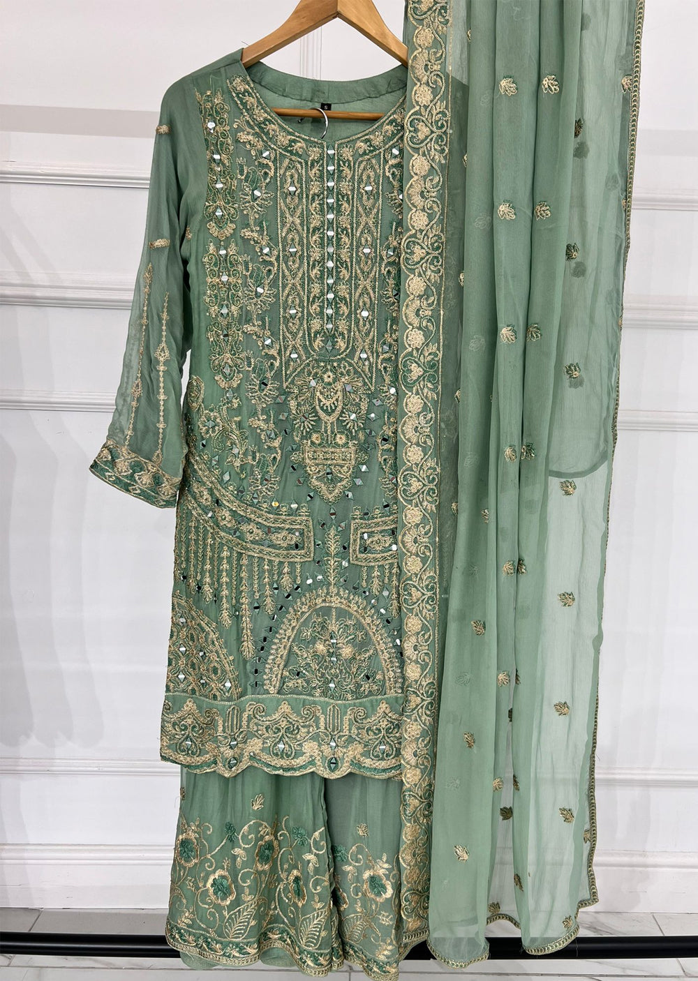 PS1767 Readymade Mint Chiffon Suit - Memsaab Online