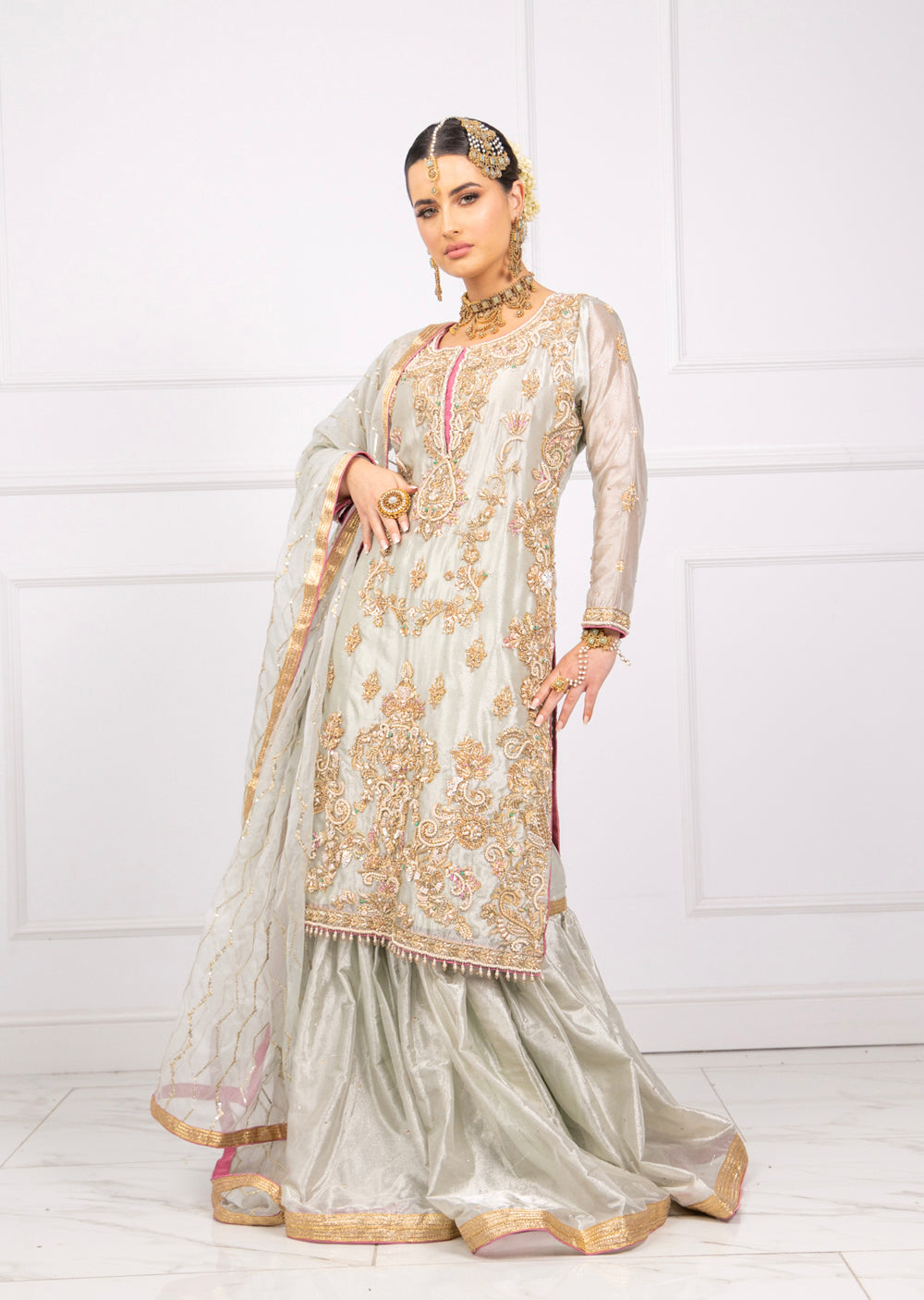 SRB1102 - BAREERA - Mint Sehrish.B Designer - Memsaab Online