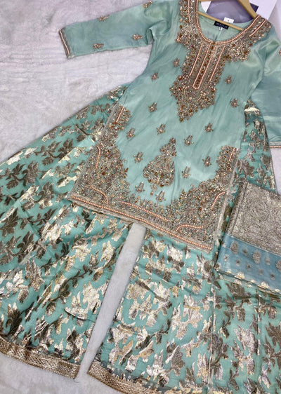 SRB9915 - Anchal Mint Sehrish.B Designer - Memsaab Online