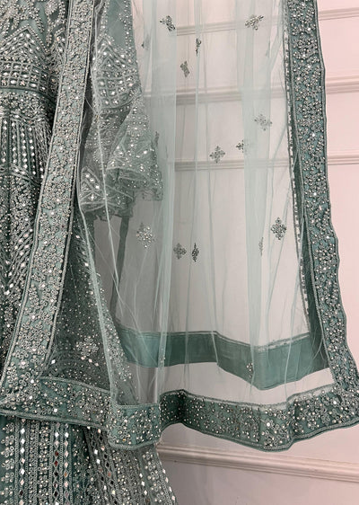 RH2103 Rita - Mint Fancy Net Maxi Dress - Memsaab Online