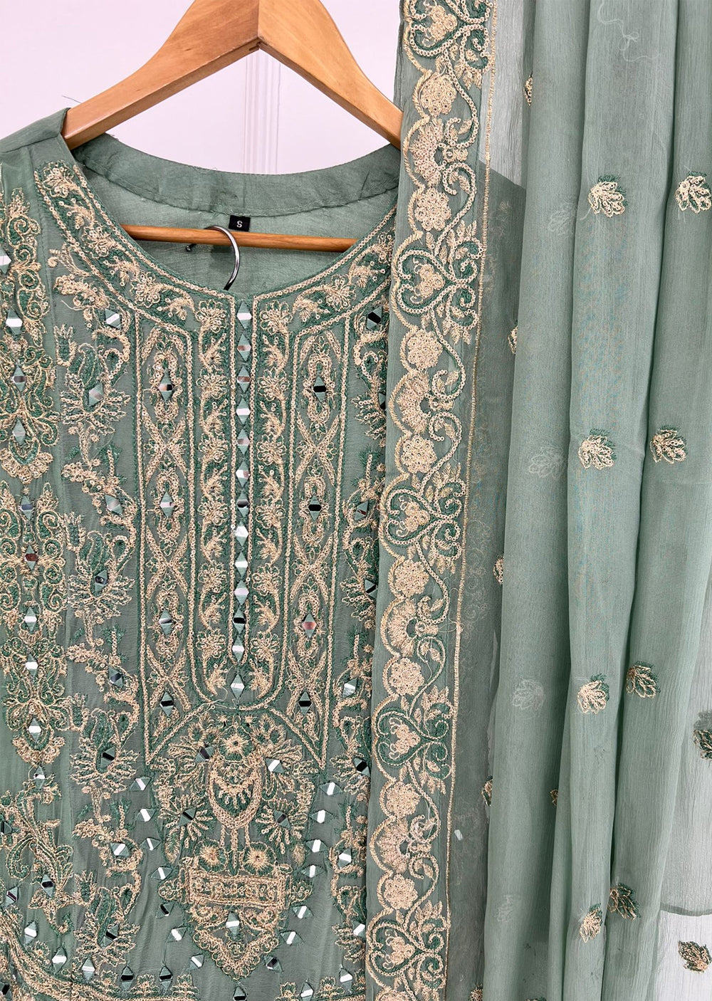 PS1767 Readymade Mint Chiffon Suit - Memsaab Online