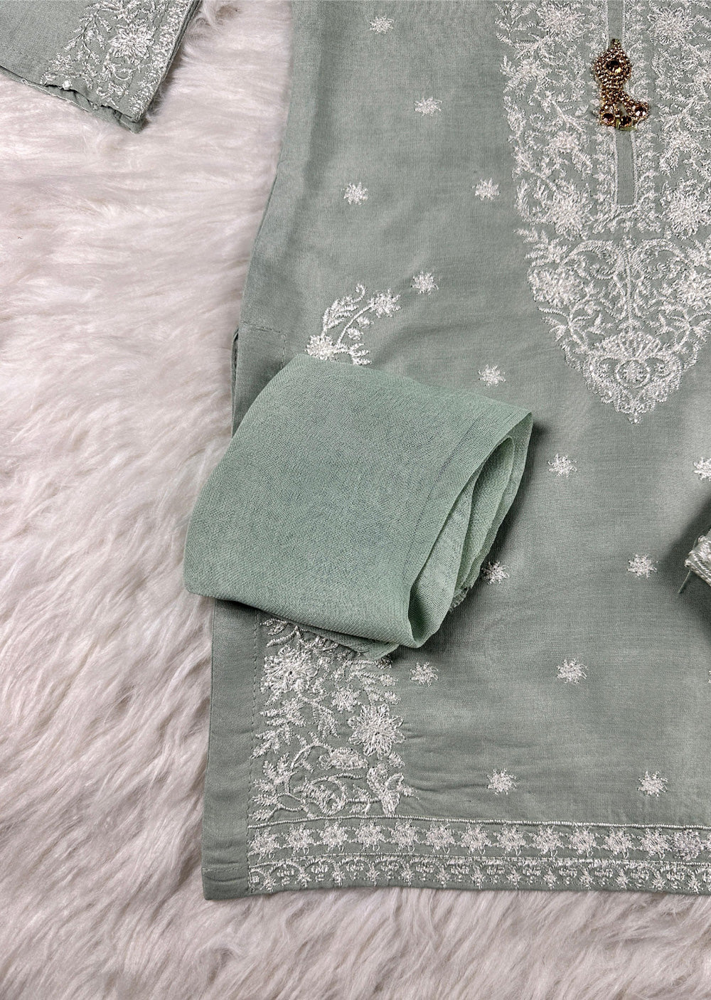 HK271 Jabeen - Mint Linen Oufit - Memsaab Online