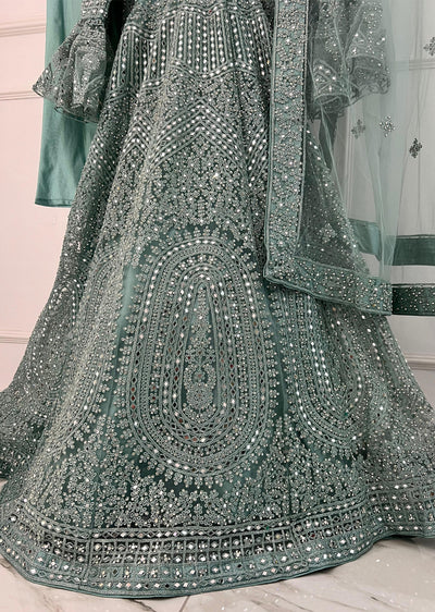 RH2103 Rita - Mint Fancy Net Maxi Dress - Memsaab Online