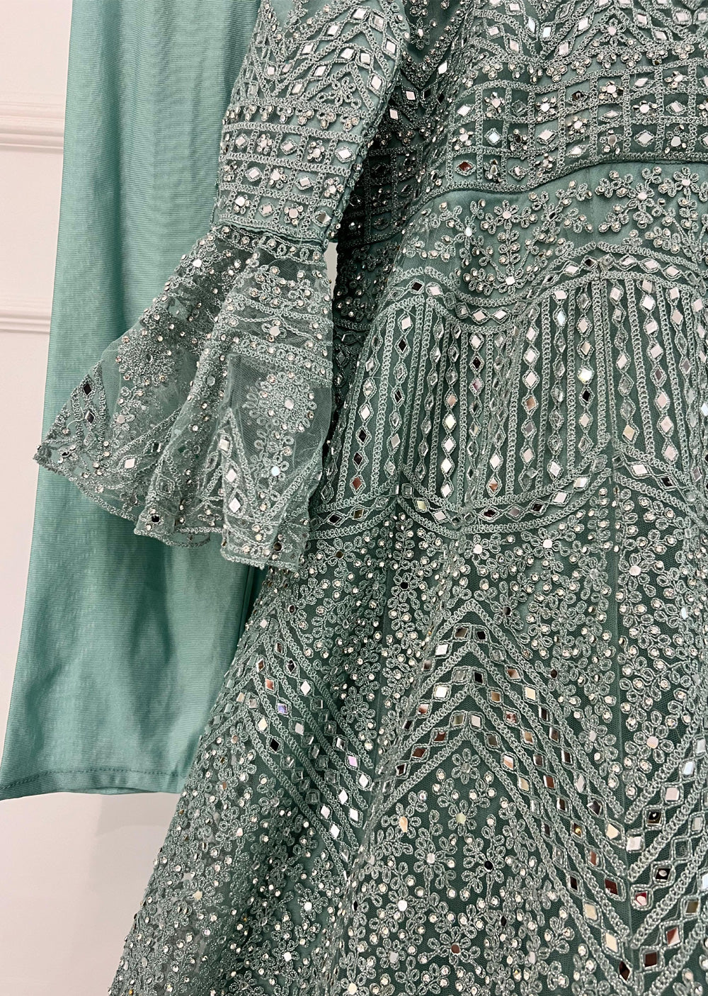 RH2103 Rita - Mint Fancy Net Maxi Dress - Memsaab Online