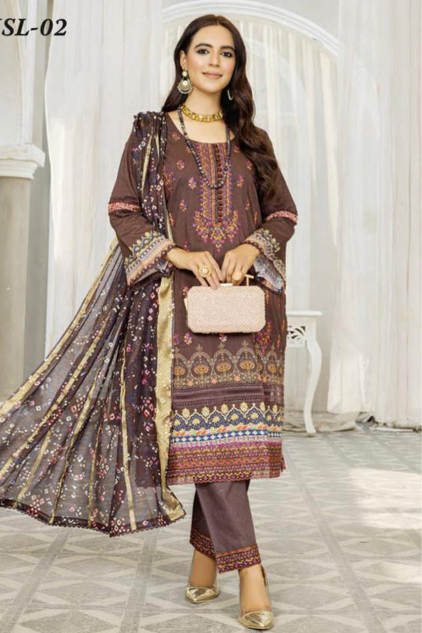 MSL-02-R - Readymade - Munira Digital Lawn Collection 2023 - Memsaab Online