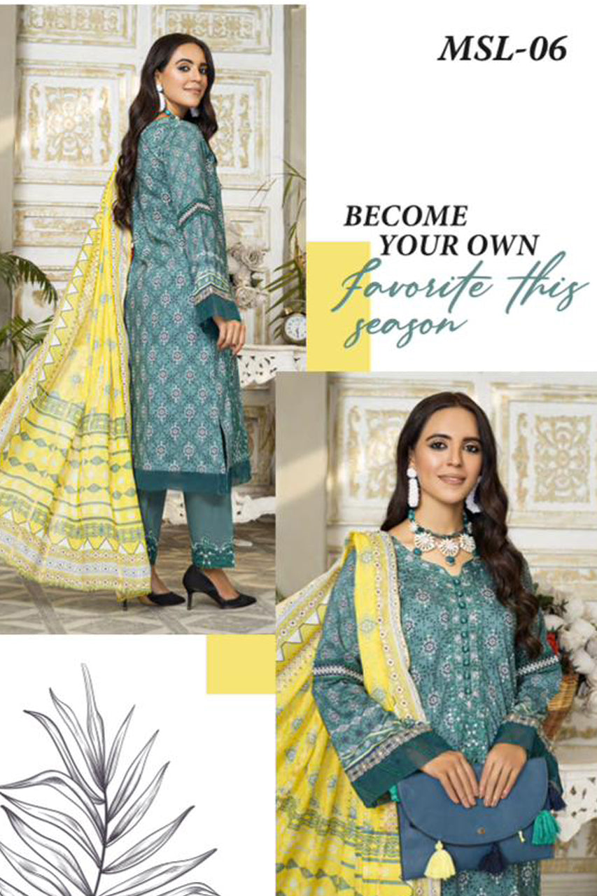 MSL-06-R - Readymade - Munira Digital Lawn Collection 2023 - Memsaab Online