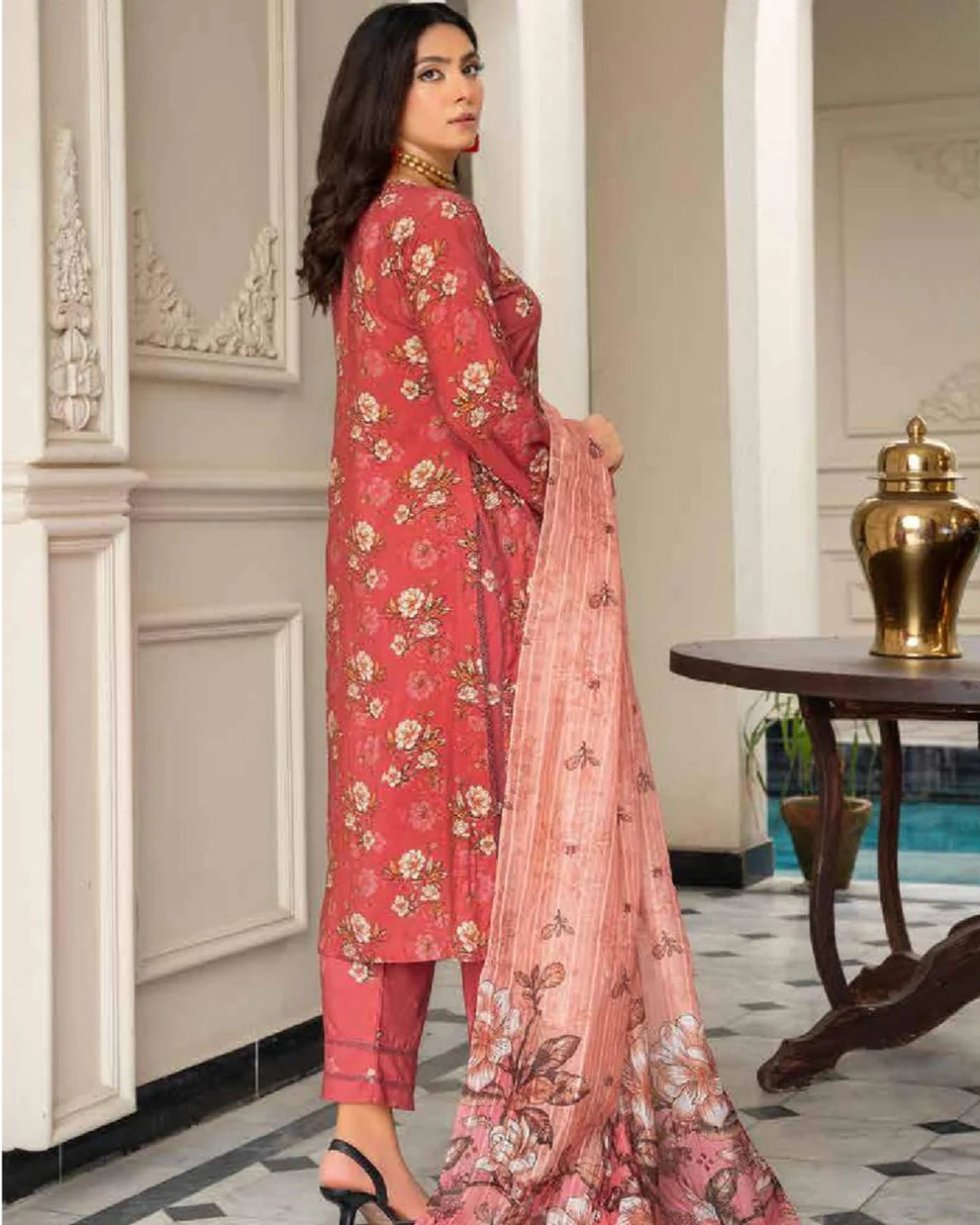 MSL-01 Readymade Munira Khazaan Linen Suit - Memsaab Online