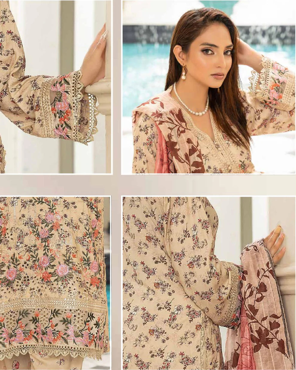 MSL-06 Readymade Munira Khazaan Linen Suit - Memsaab Online