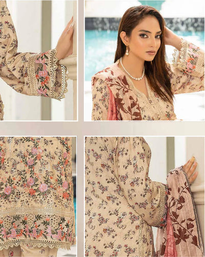MSL-06 Readymade Munira Khazaan Linen Suit - Memsaab Online