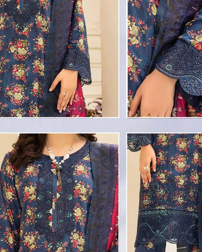 MSL-05 Readymade Munira Khazaan Linen Suit - Memsaab Online