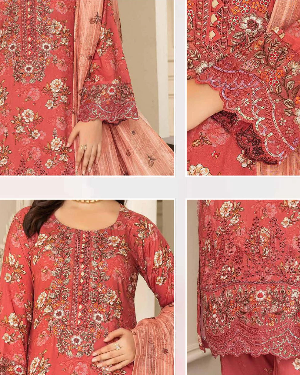 MSL-01 Readymade Munira Khazaan Linen Suit - Memsaab Online