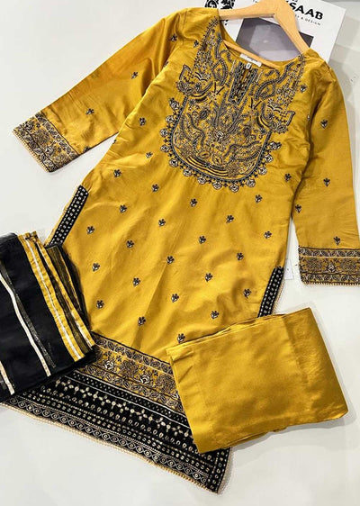 KLD312 Bahar - Mustard Readymade Khadi Net Suit - Memsaab Online