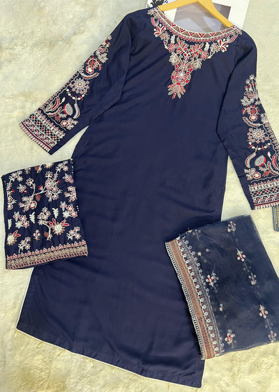 HK279 - KASHF - Navy Linen Oufit - Memsaab Online