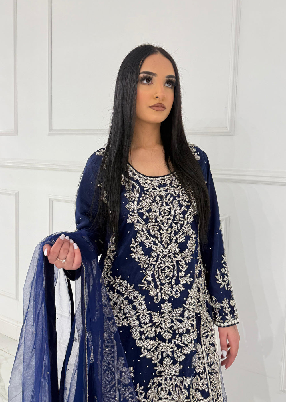 RH2111 Aaina - Navy Fancy Net Outfit - Memsaab Online