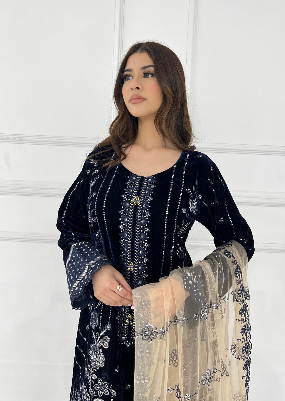 UJK-03 - Navy - Readymade - Florine Velvet Suit 2025 - Memsaab Online