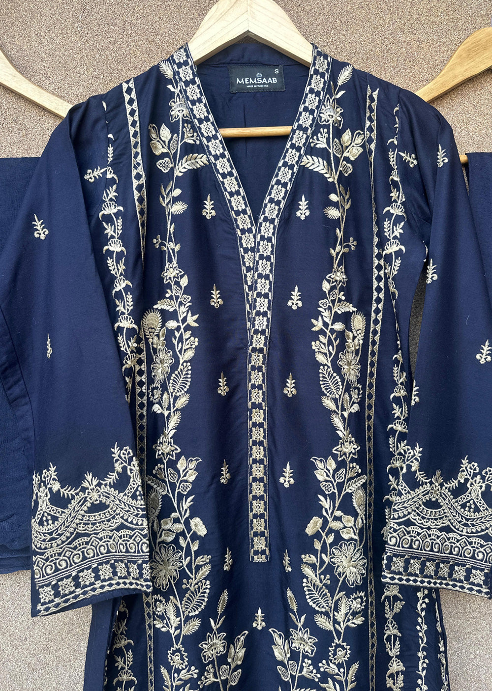 HK297 - Navy - Readymade - Mother & Daughter Linen Outfit 2025 - Memsaab Online