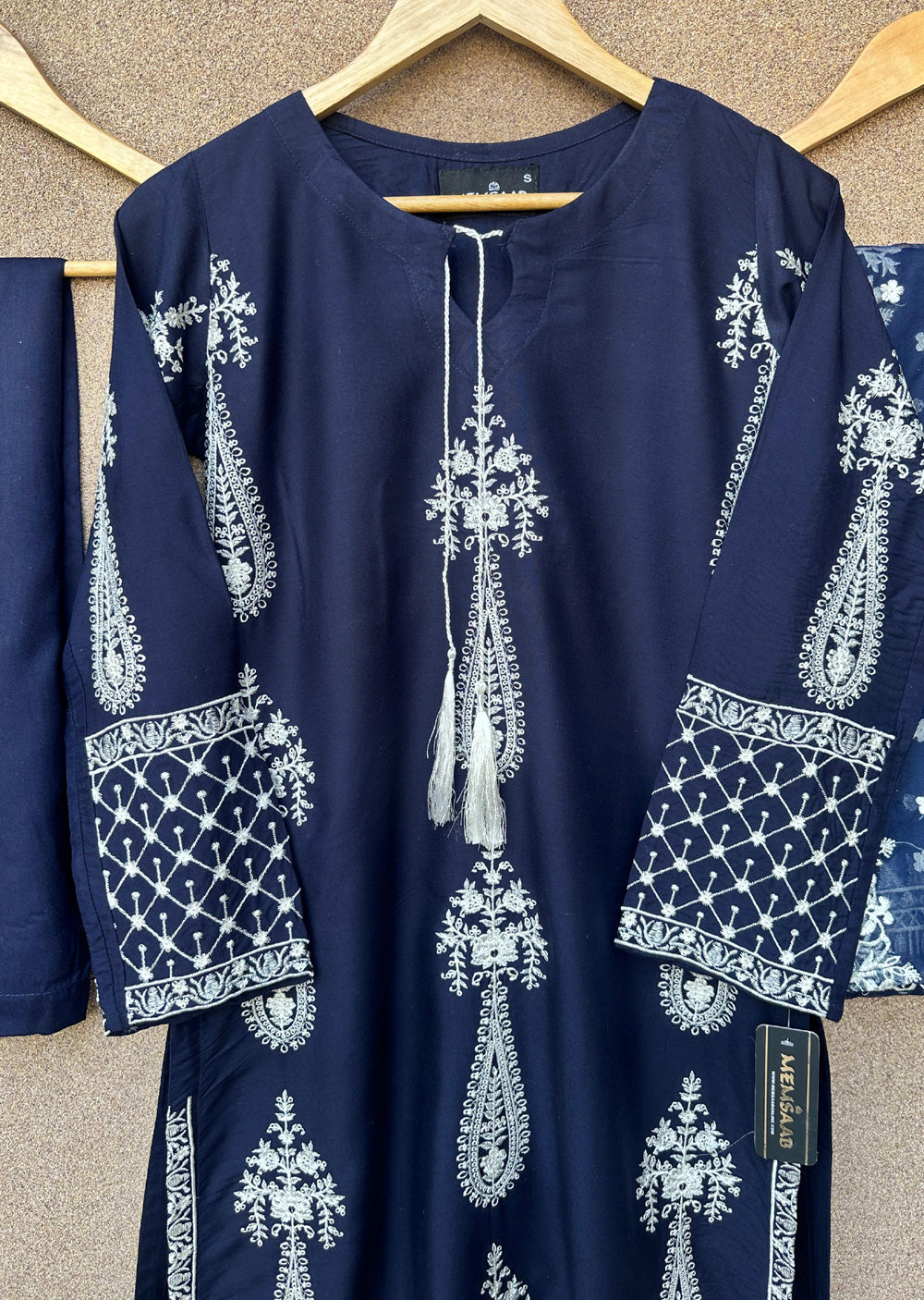 HK299 - Navy - Readymade - Mother & Daughter Linen Outfit 2025 - Memsaab Online