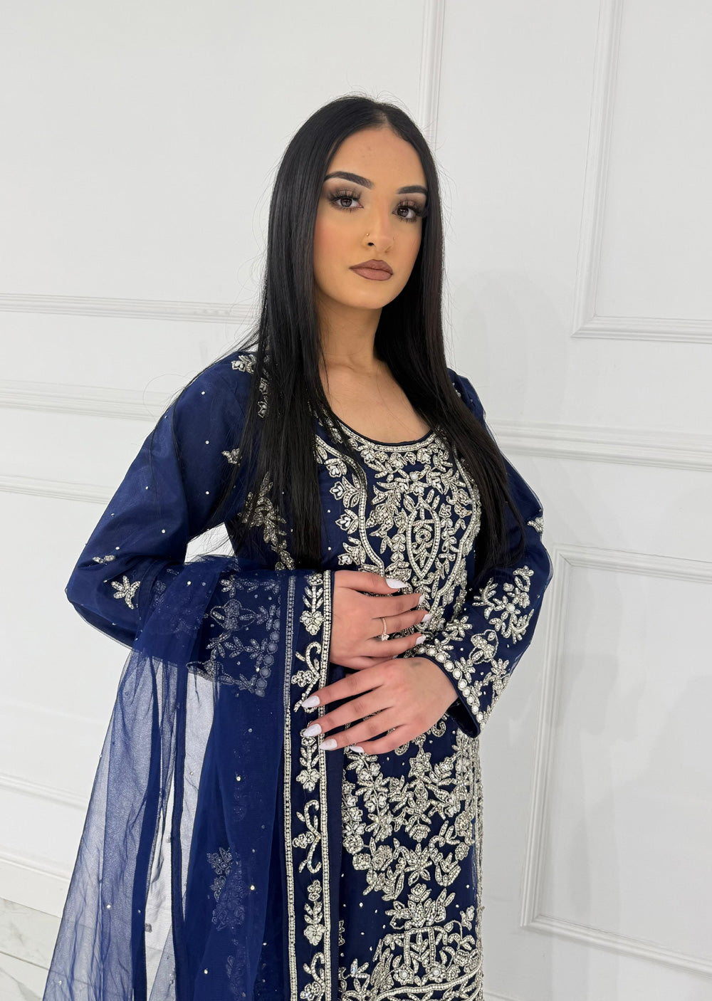 RH2111 Aaina - Navy Fancy Net Outfit - Memsaab Online