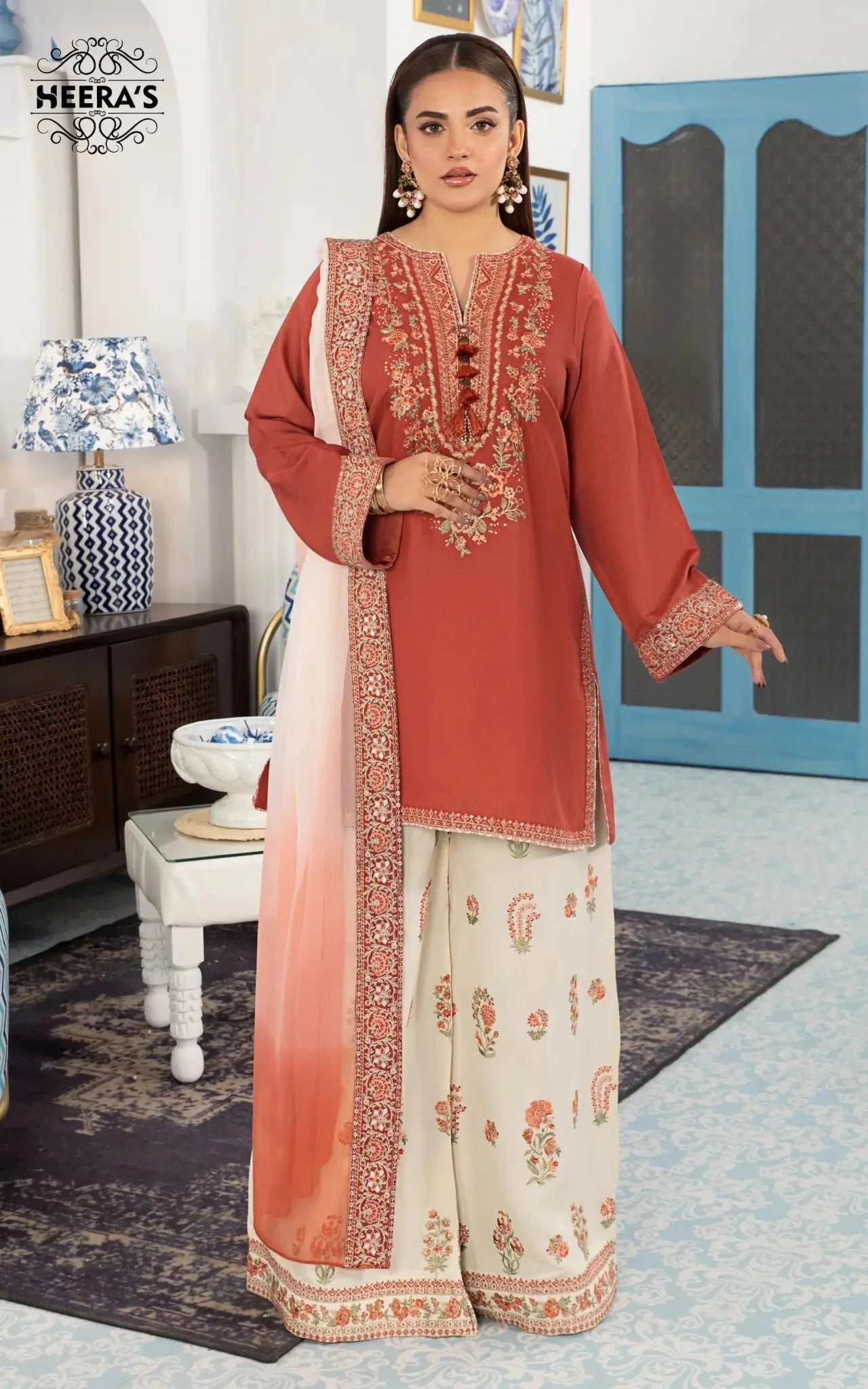 HSS-359- Readymade Neelofar Elara Heeras Suit - Memsaab Online