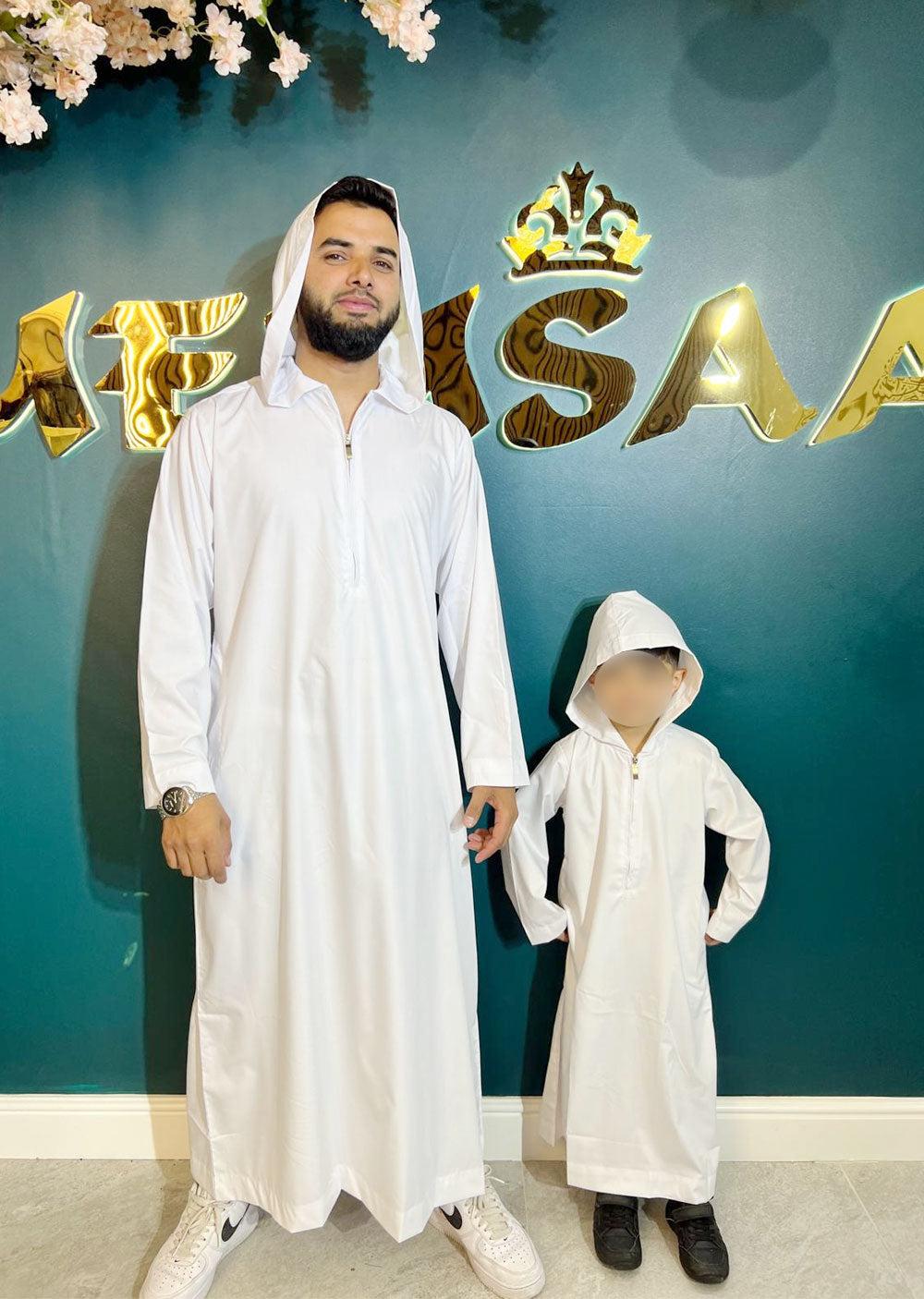 ASM48 Mens/Boys White Hooded Thobe - Memsaab Online