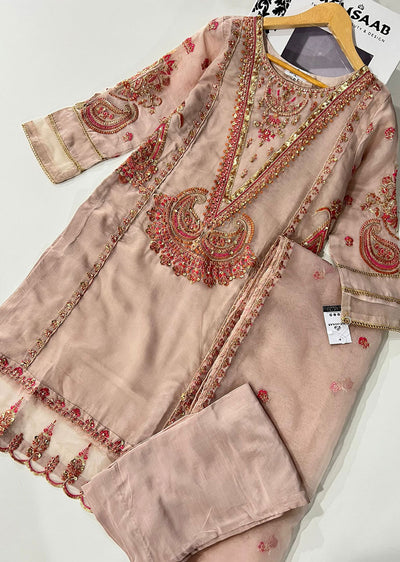 KLD320 Kaif - Nude Readymade Organza Suit - Memsaab Online