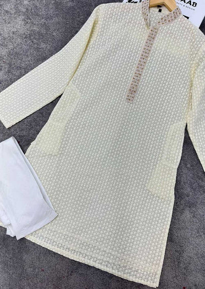 SBG27006 Cream Mens Kurta Pajama Set - Memsaab Online