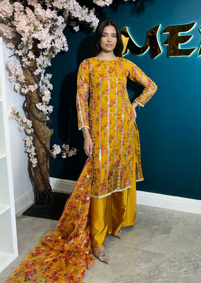 HK269 Zarifa - Readymade Organza Suit - Memsaab Online