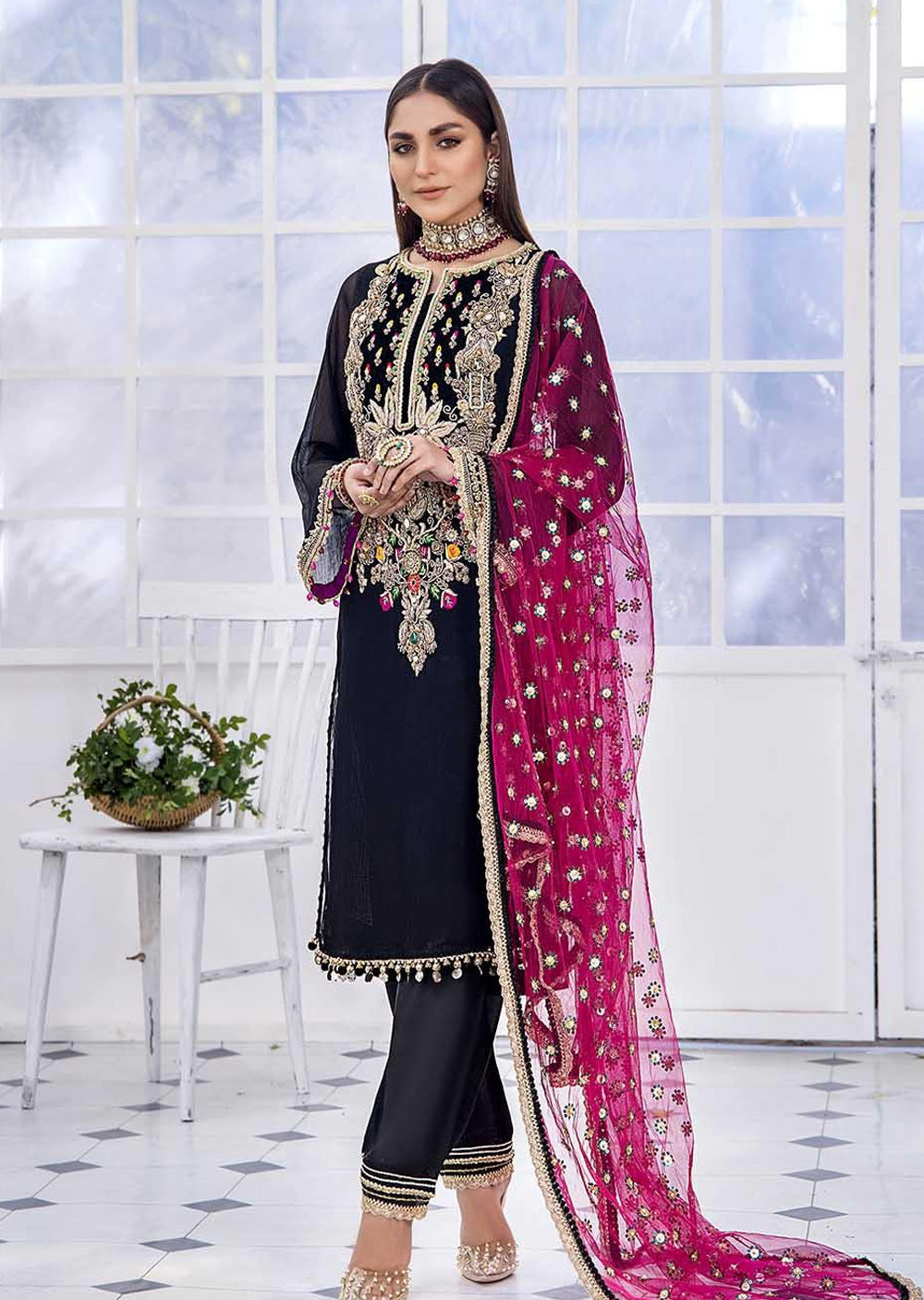 P-223c - Black- Readymade - Basics by Khuda Ameer - Memsaab Online