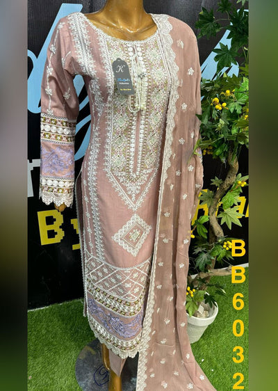 ASK801 Readymade Pink Cotton Suit - Memsaab Online