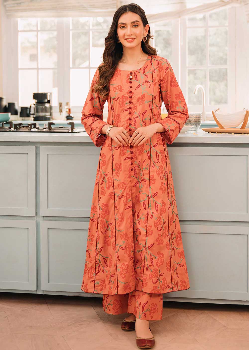 Peach Tree - Readymady Printed Lawn Suit - Memsaab Online