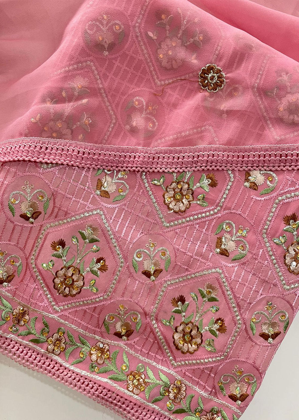 D7661 Pink Unstitched Georgette Suit - Memsaab Online