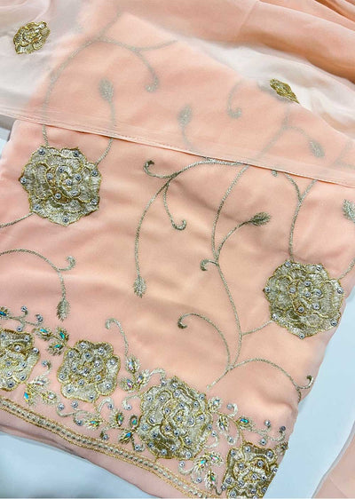 D9746 Pink Unstitched Georgette Suit - Memsaab Online