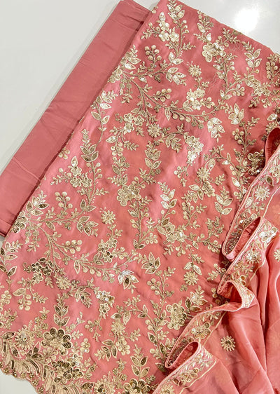 OP5064 Pink Unstitched Georgette Suit - Memsaab Online