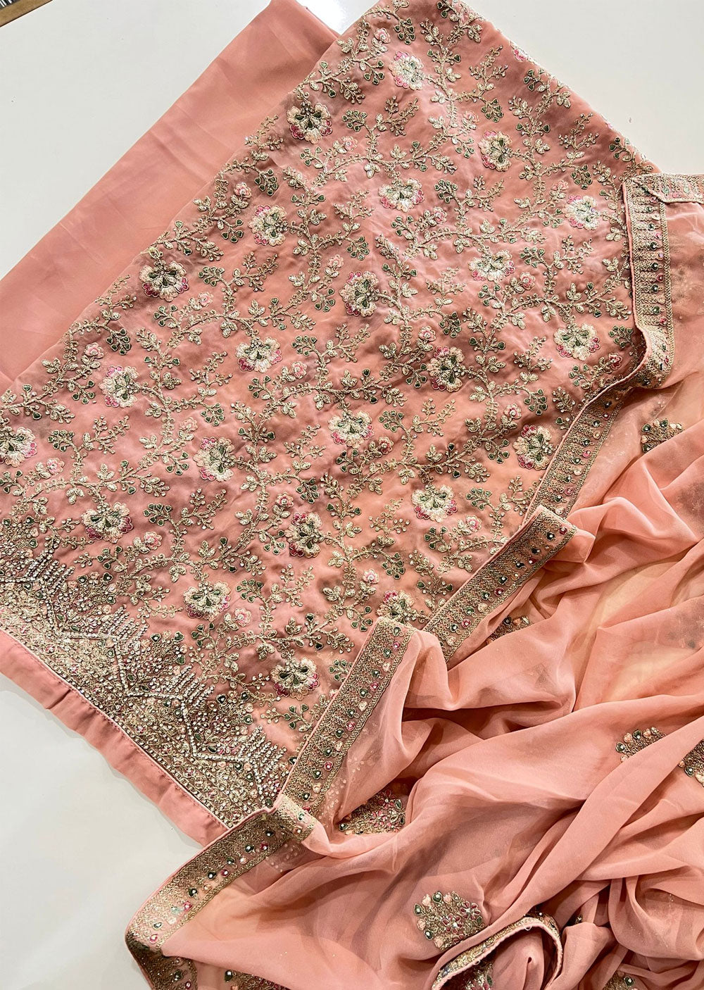 OP5050 Pink Unstitched Georgette Suit - Memsaab Online
