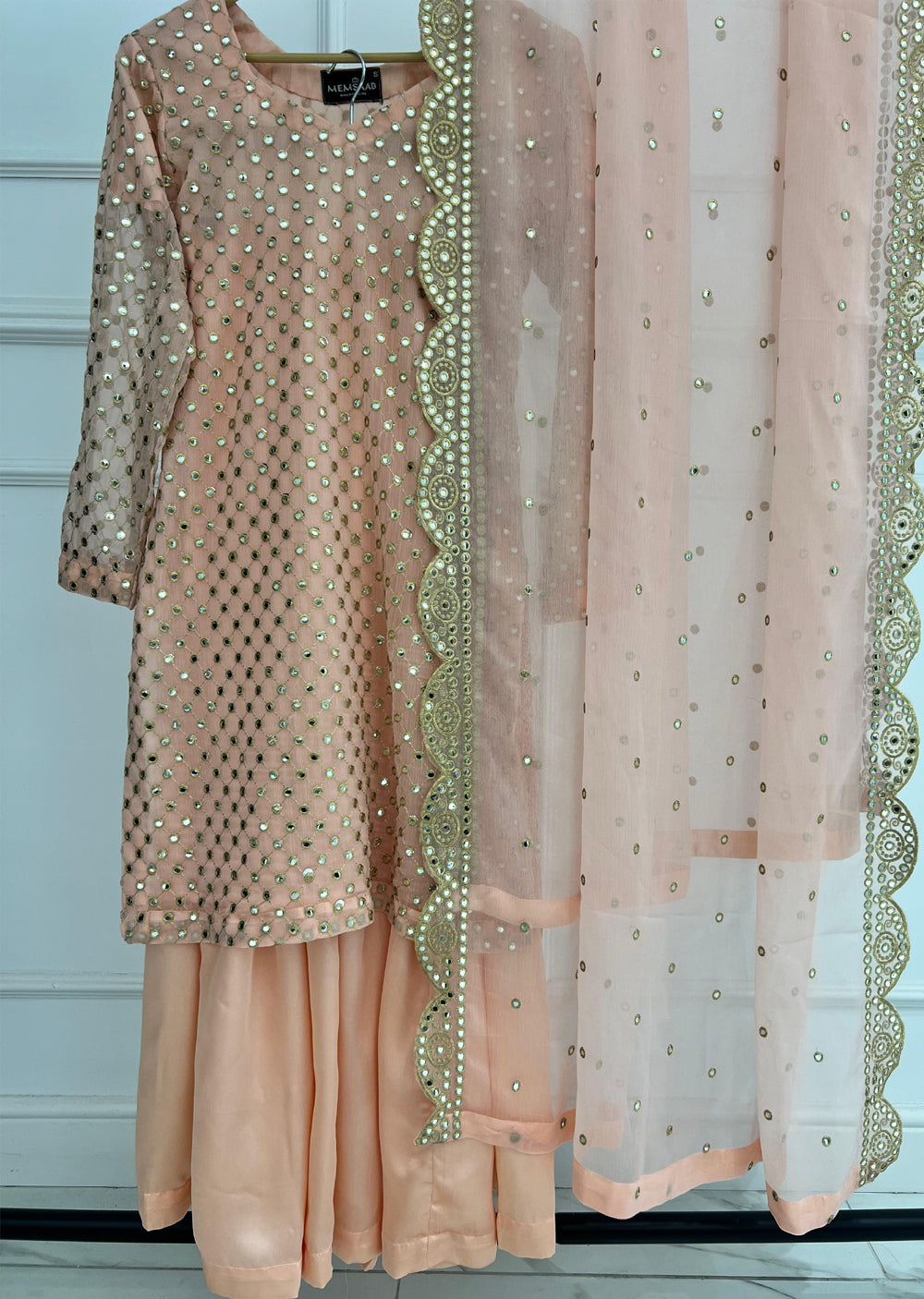 SMR3101 Rose - Pink Readymade Chiffon Suit - Memsaab Online