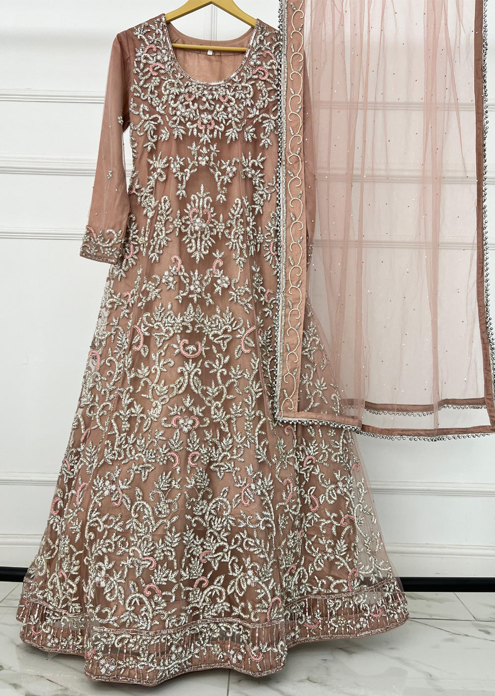 RH2106 Simran - Pink Fancy Long Gown - Memsaab Online