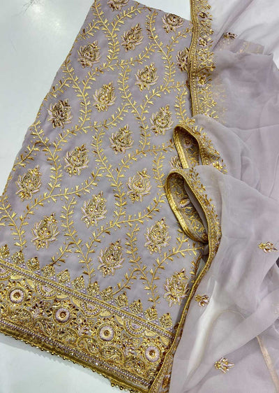 OPG554 Lilac Unstitched Fancy Georgette Suit - Memsaab Online