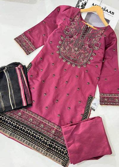 KLD312 Bahar - Pink Readymade Khadi Net Suit - Memsaab Online