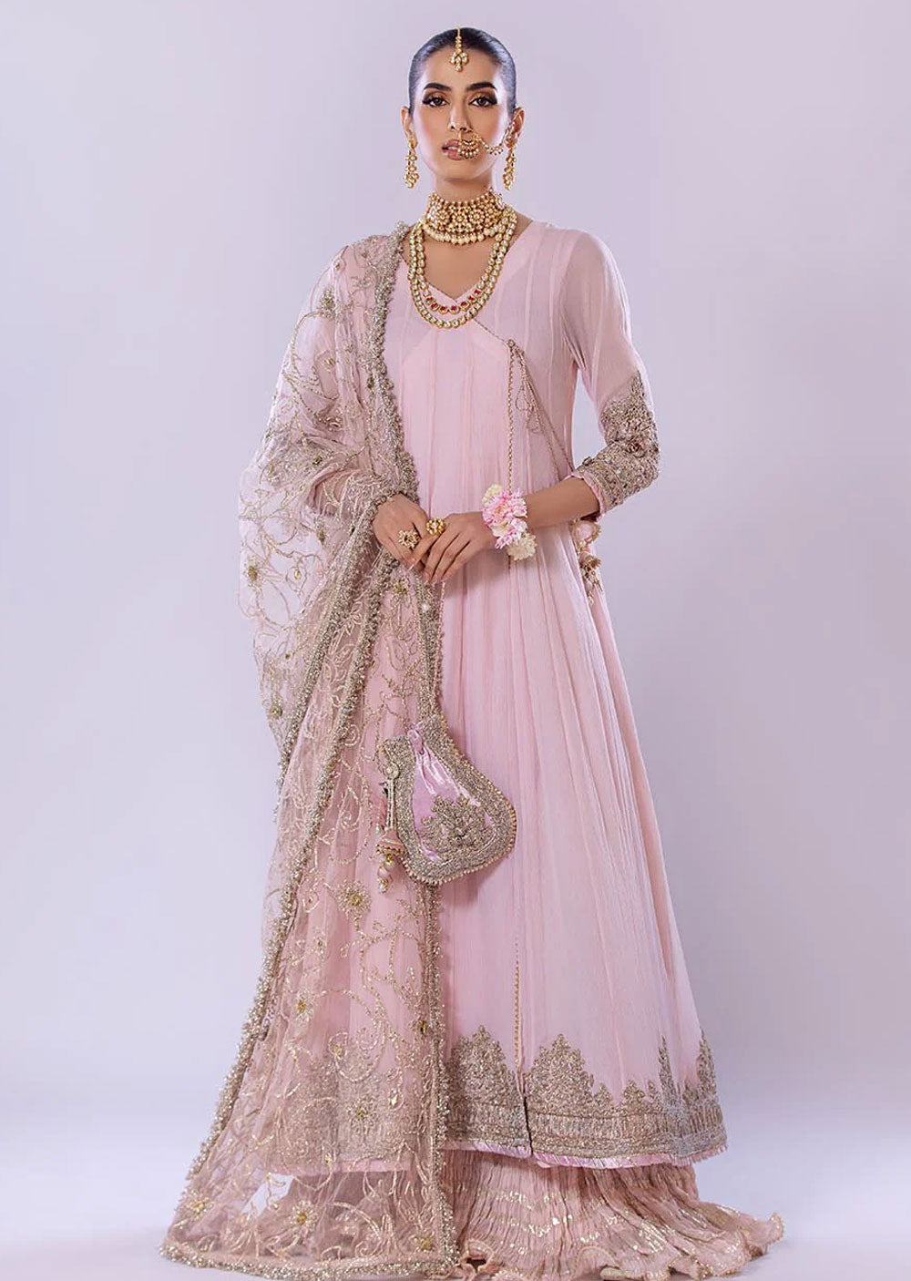 P-256 - Pink - Readymade - Basics by Khuda Baksh Creations 2024 - Memsaab Online