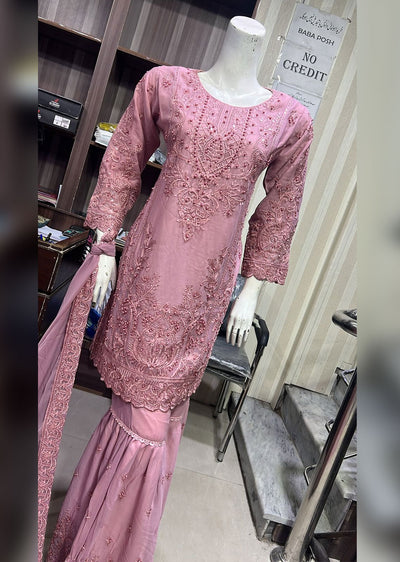 SHAZ9004 - Pink - Readymade Chiffon Party Gown - Memsaab Online