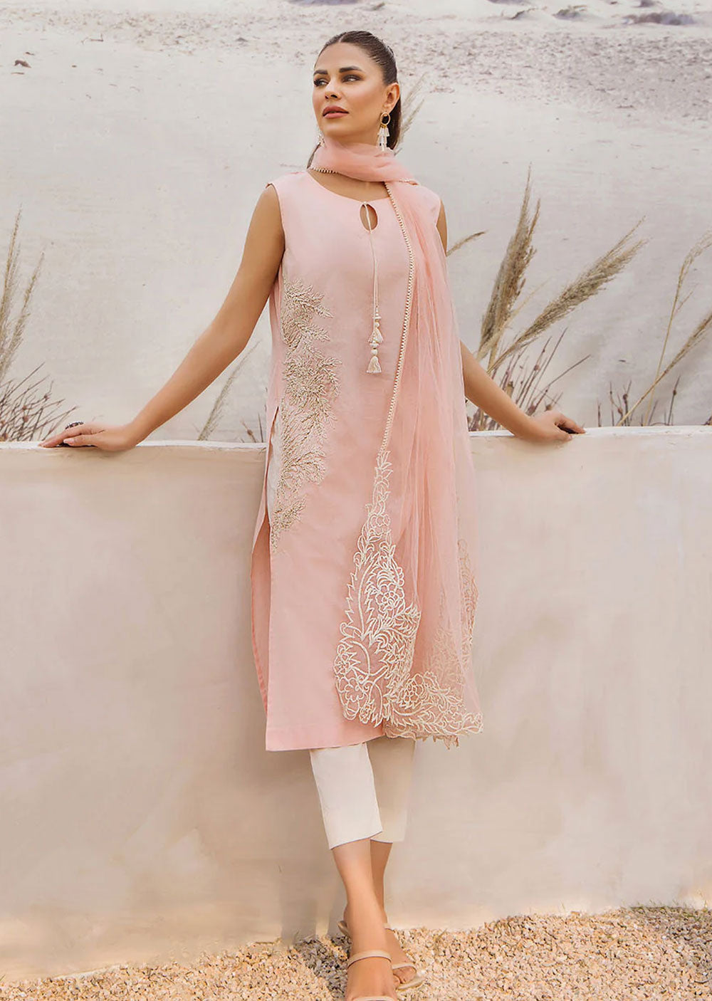 F-148- Pink - Readymade - Basics by Khuda Baksh Creations 2024 - Memsaab Online