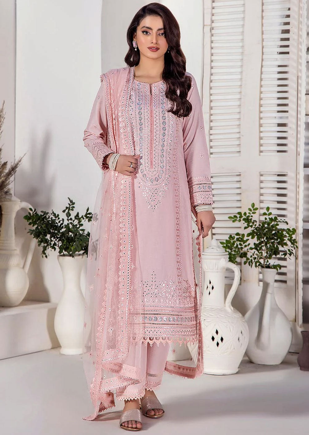 F-133 - Pink - Readymade - Khuda Baksh Creations 2024 - Memsaab Online