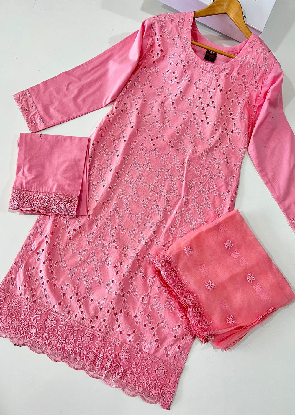 BP1011 Pink Readymade Cotton Suit - Memsaab Online