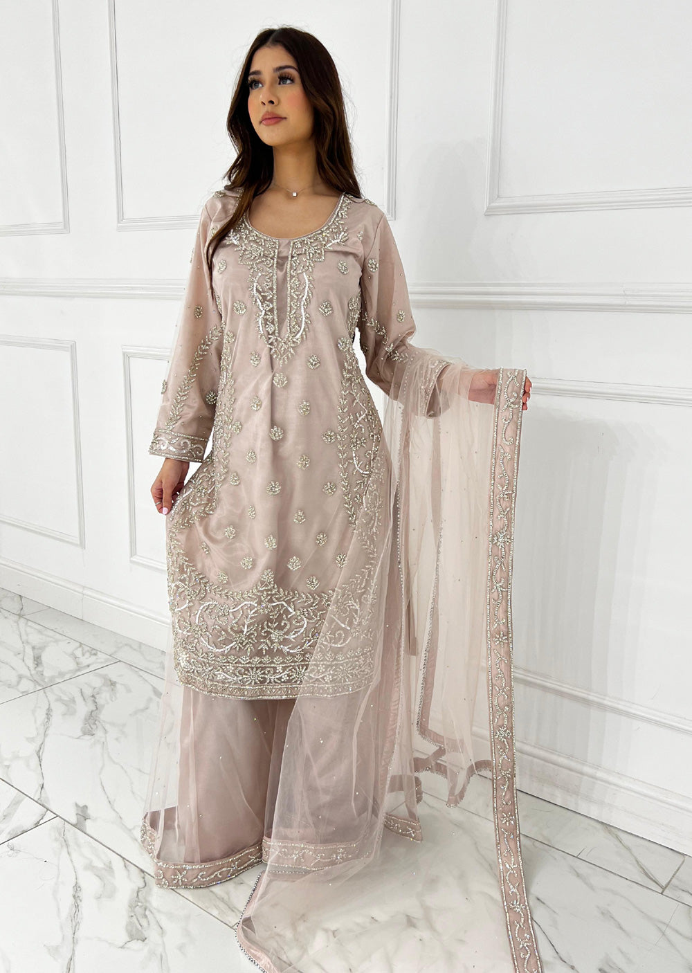 RH2110 ZENA - Pink Fancy Net Outfit - Memsaab Online