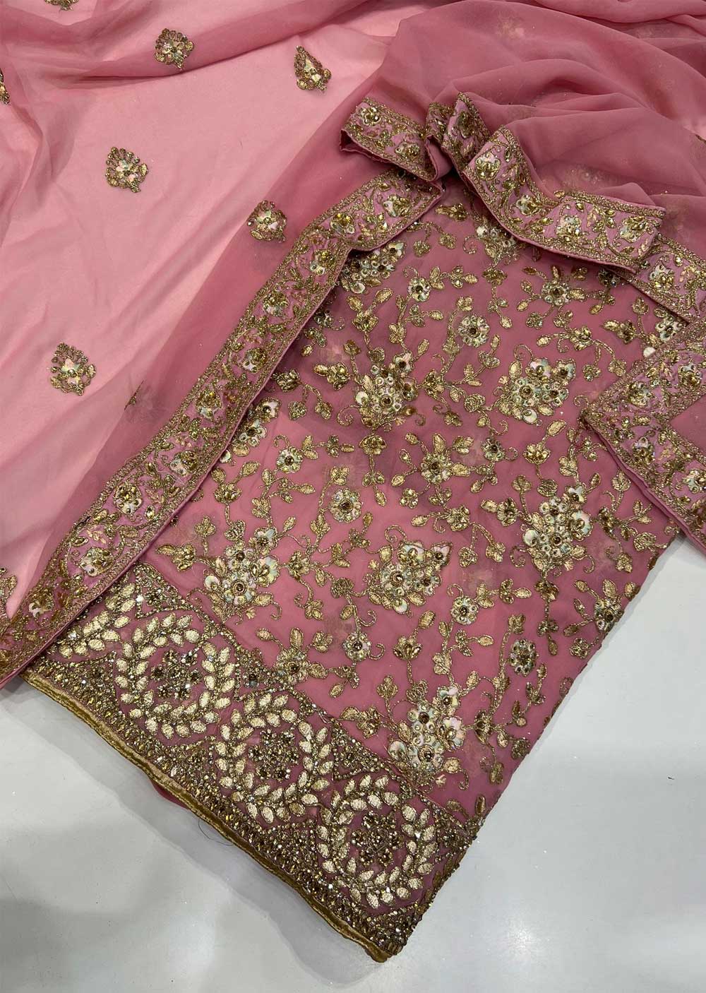 OP4258 Pink Unstitched Fancy Georgette Suit - Memsaab Online