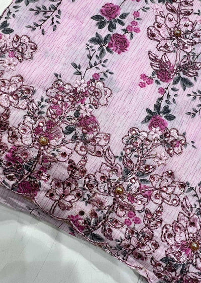 OP14900 Pink Unstitched Garima Cotton Suit - Memsaab Online