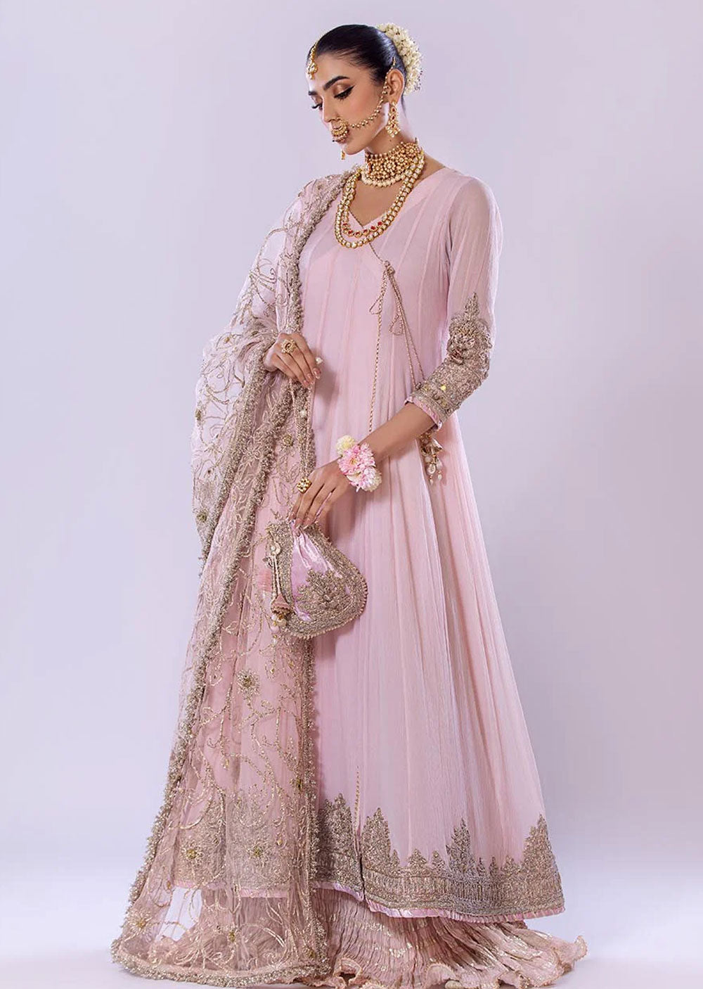 P-256 - Pink - Readymade - Basics by Khuda Baksh Creations 2024 - Memsaab Online