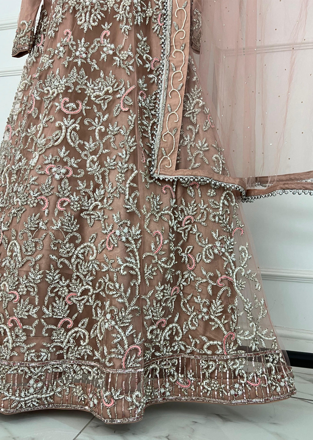 RH2106 Simran - Pink Fancy Long Gown - Memsaab Online