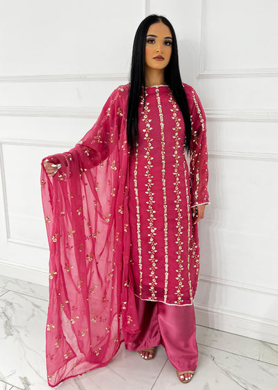 SMR3108 Bagi Raah - Pink Chiffon Suit - Memsaab Online