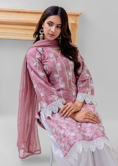 RGZ4015 Daisy - Pink Readymade Cotton Suit - Memsaab Online